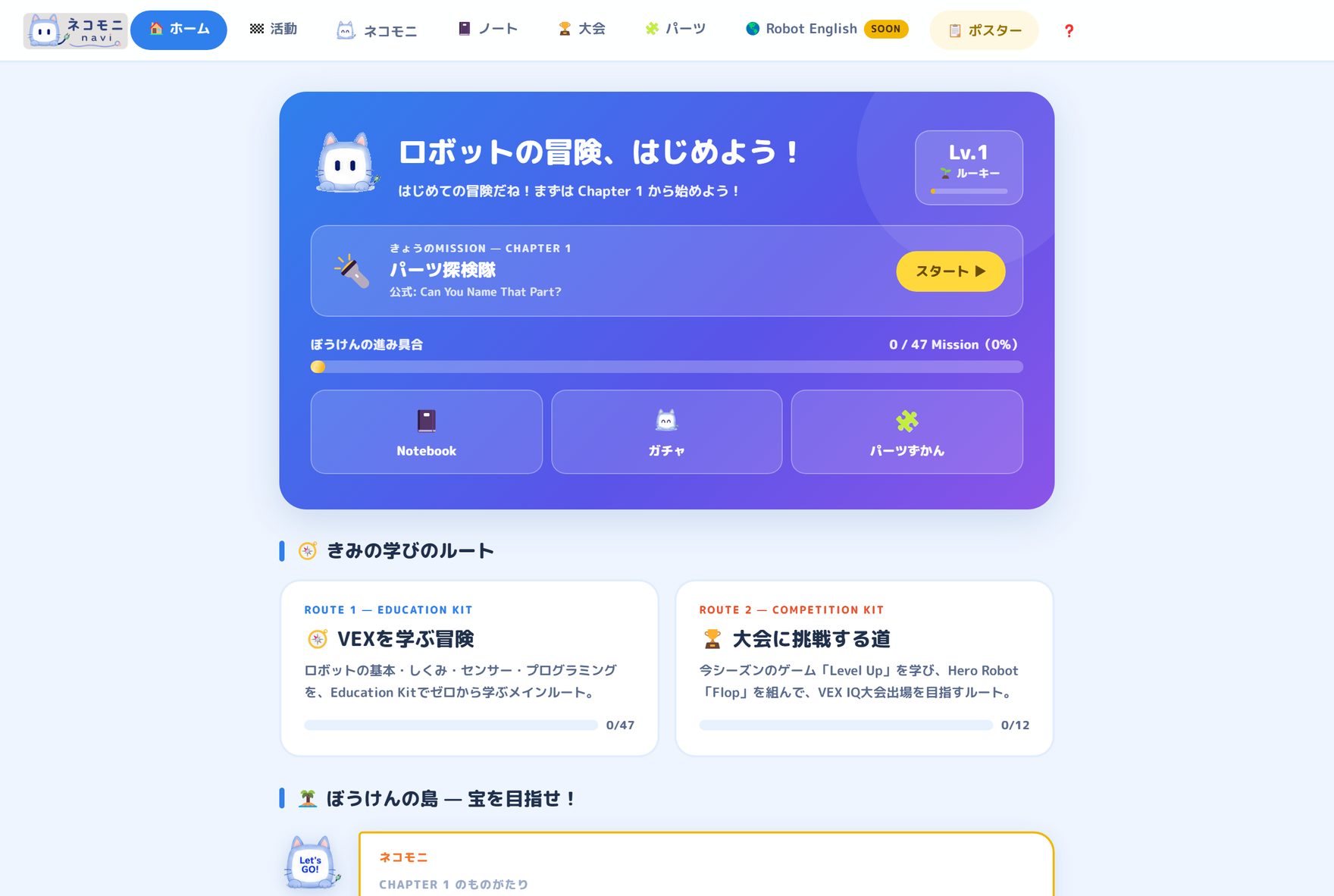 ネコモニNaviのホーム画面